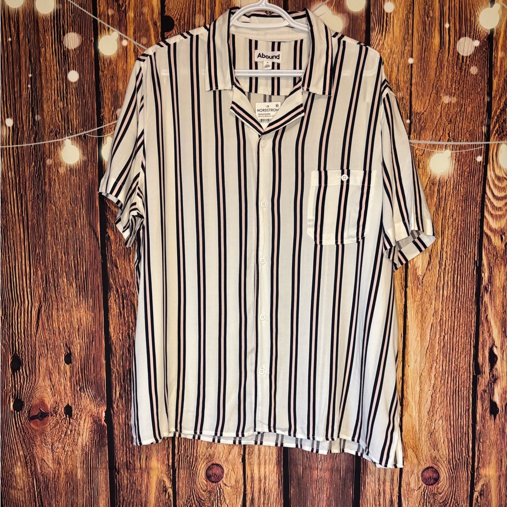 Abound Navy and Pink Striped Shirt